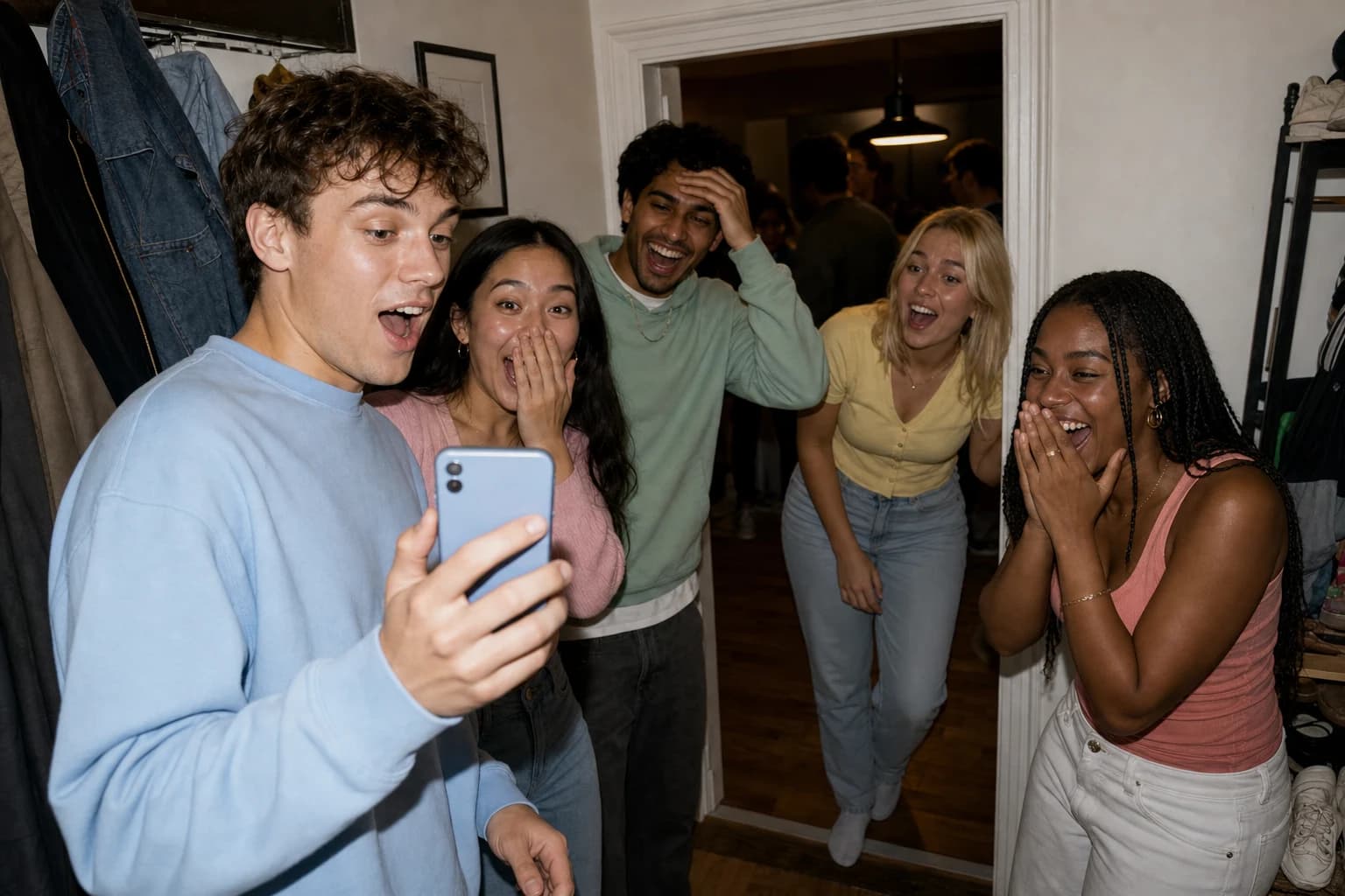 Young adults race to complete a playful group challenge